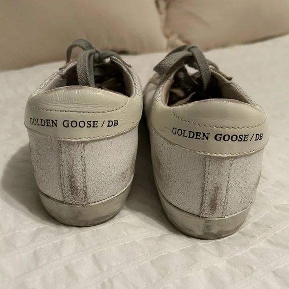 Golden Goose Beige and Navy Star Sneakers - Picture 4 of 5